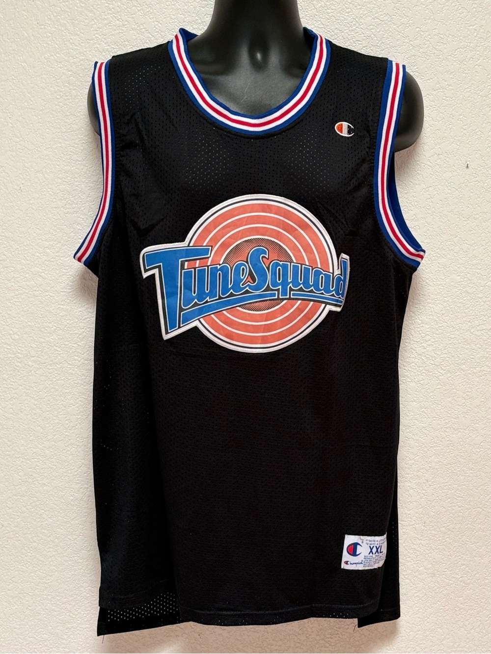 Champion Black Tune Squad Basketball Jersey with Red, White & Blue Trim